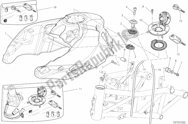 Tutte le parti per il Serbatoio Di Carburante del Ducati Multistrada 1200 S Touring Brasil 2014